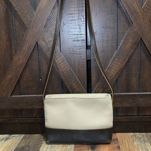 Crazy Horse |A Liz Claiborne Co.| Vintage Canvas & Leather 90’s Shoulder Bag - Picture 2 of 13